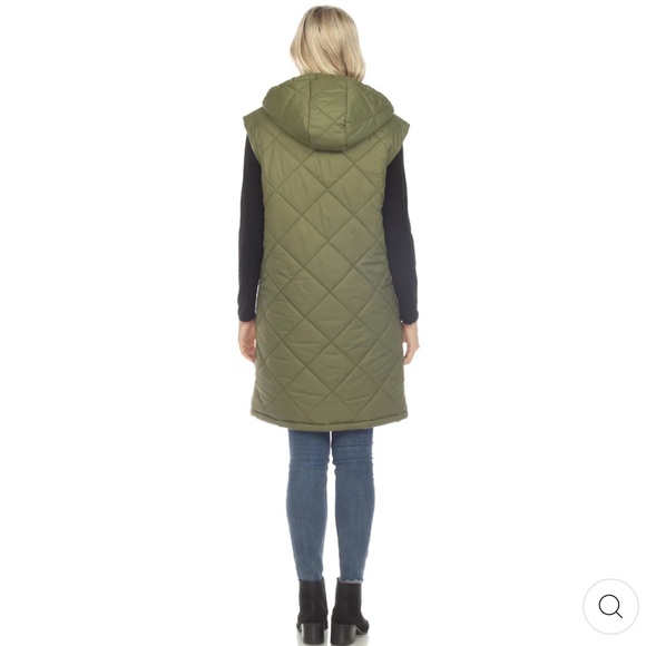 White Mark Women's Olive Green Diamond Quilted Hooded Puffer Vest. NWT Size XL - Picture 4 of 10